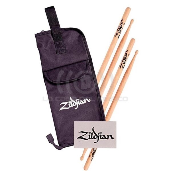 SDSP227 PACK1 2 BAQUETAS 5B y FUNDA y STICKER ZILDJIAN