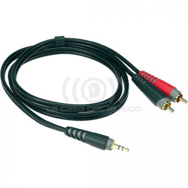 AY7-0300 CABLE AUDIO MINI PLUG-2RCA GOLD 3MTS KLOTZ