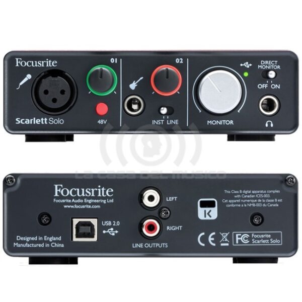 SCARLETT SOLO USB INTERFAZ AUDIO FOCUSRITE