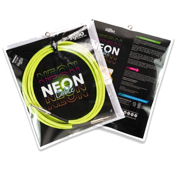 Santo Angelo NEON Green Cable Instrumentos Plug ¼” Recto A Plug ¼” Recto OFHC | 6.10mt