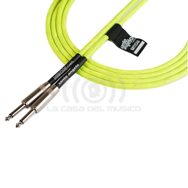 Santo Angelo NEON Green Cable Instrumentos Plug ¼” Recto A Plug ¼” Recto OFHC | 6.10mt