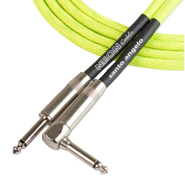 Santo Angelo NEON Green Cable Instrumentos Plug ¼” Recto A Plug ¼” 90° OFHC | 4.57mt