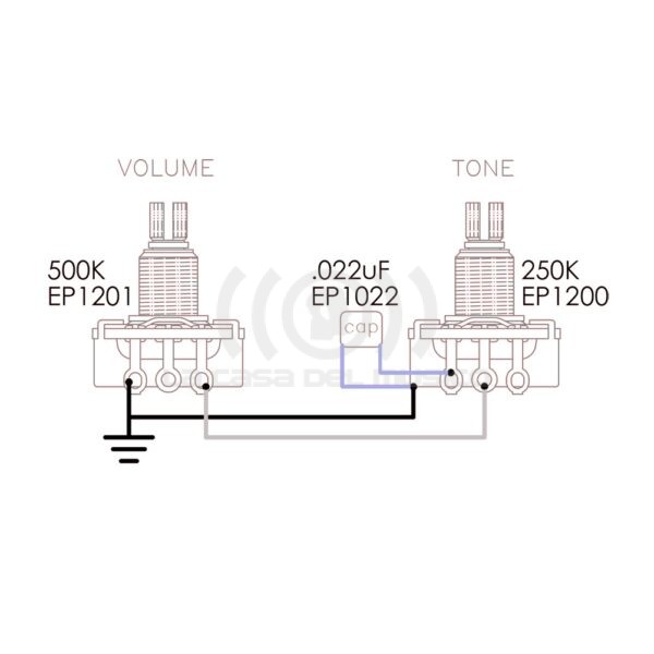 DiMarzio Potenciómetro Guitarra Eléctrica EP1201 500K Custom Taper