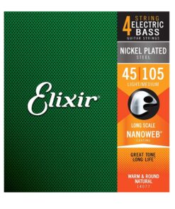Elixir 14077 45-105 Cuerdas Bajo Eléctrico Light Medium Nickel Plated Steel NANOWEB