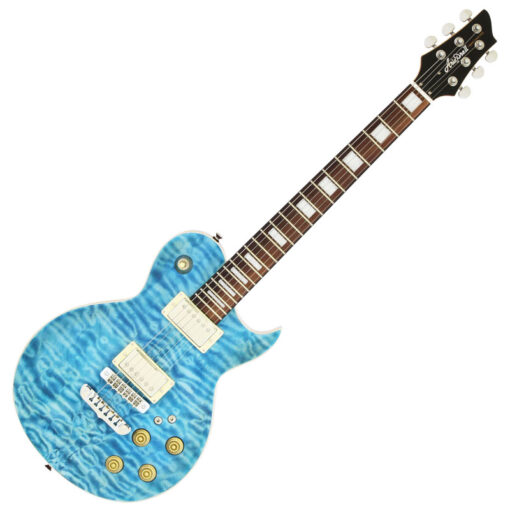 Aria PE-480 Guitarra Eléctrica Les Paul Style See-Through Emerald Blue