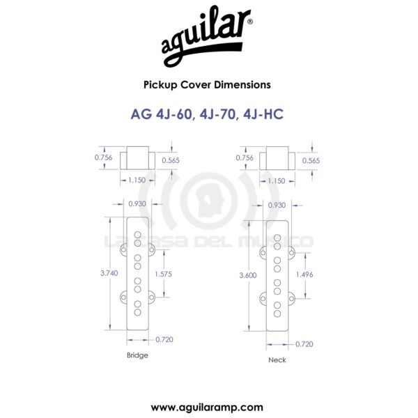 Aguilar 4J-HC Cápsulas Bajo 4 Cuerdas Hum-Canceling Jazz Bass | Set: 2 Unidades