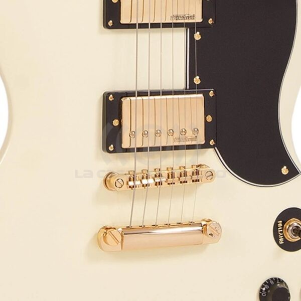 Vintage VS6 Guitarra Eléctrica SG Hardware Gold Color Vintage White