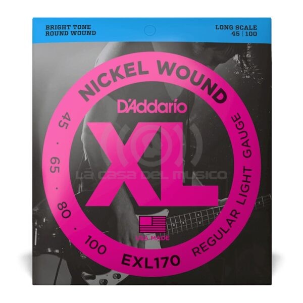 Daddario EXL170 45-100 Cuerdas Bajo Eléctrico 4 Cuerdas