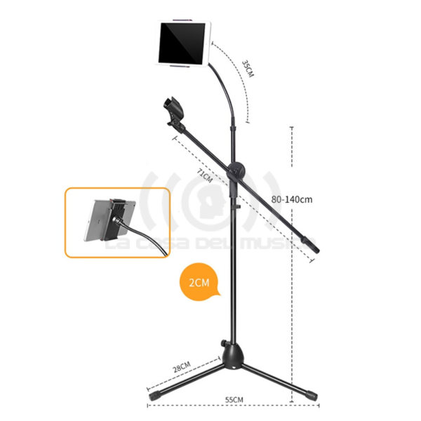 Atril de Micrófono con Soporte de Tablet RMX MT-37