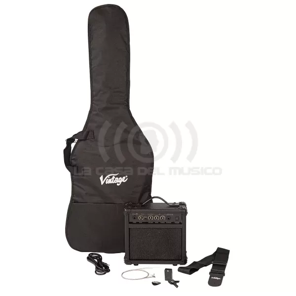 Vintage V60 Coaster Series Pack Guitarra Eléctrica Gloss Black