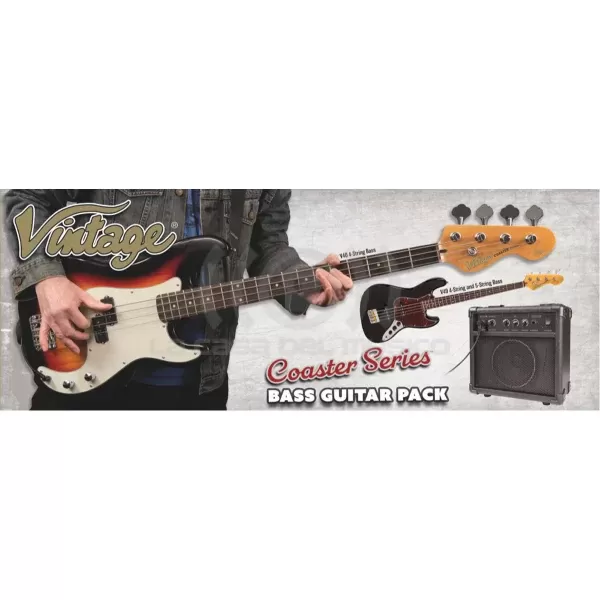 Vintage V40 Coaster Series Pack Bajo Eléctrico Gloss Black