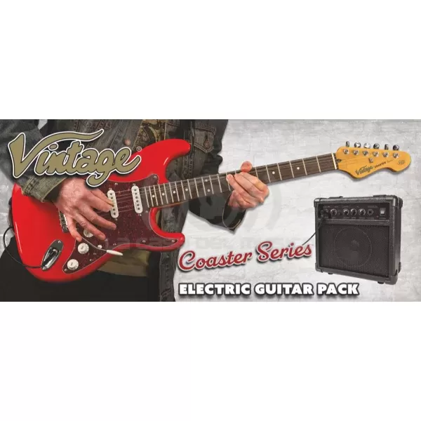 Vintage V60 Coaster Series Pack Guitarra Eléctrica Gloss Black