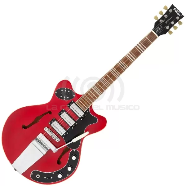 Vintage REVO Series Superthin Guitarra Semi Hollow Cherry Red