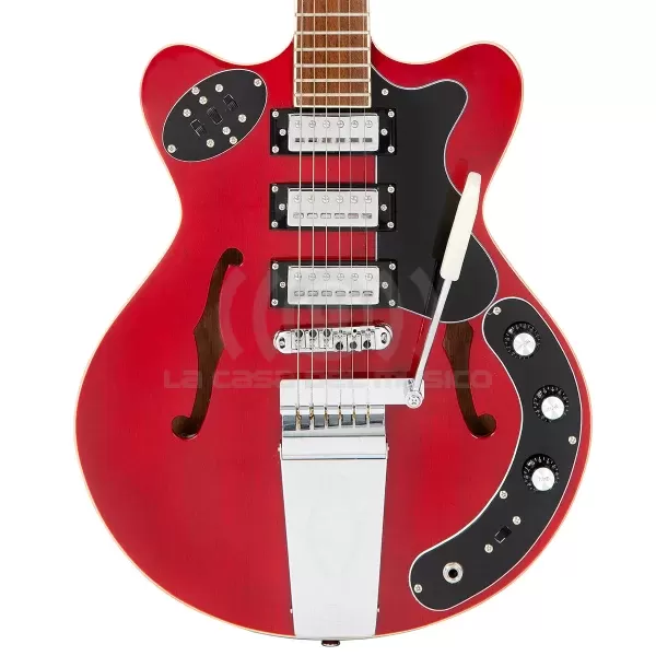 Vintage REVO Series Superthin Guitarra Semi Hollow Cherry Red