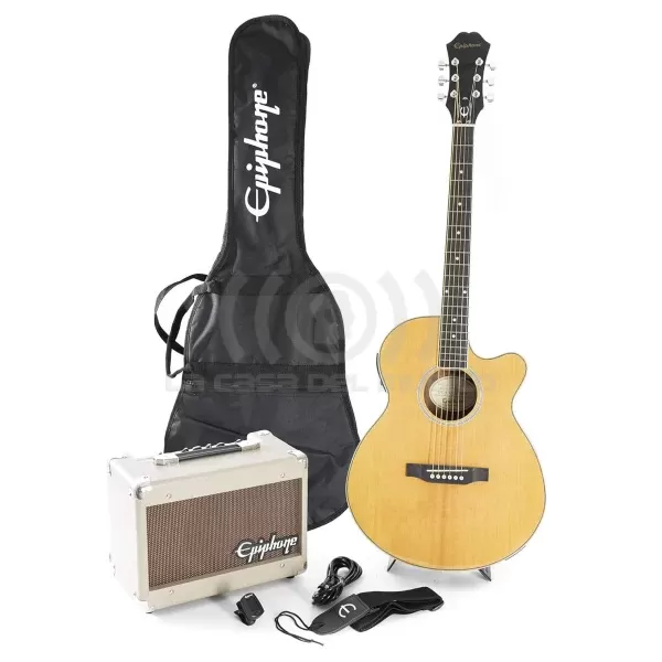 PACK GUITARRA ELECTROACUSTICA Epiphone +AMPLIFICADOR  Ppgr-Eep4Nach1-Eu