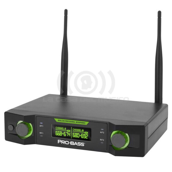 Probass UF-224 Micrófono Inalámbrico Doble Multi Frec