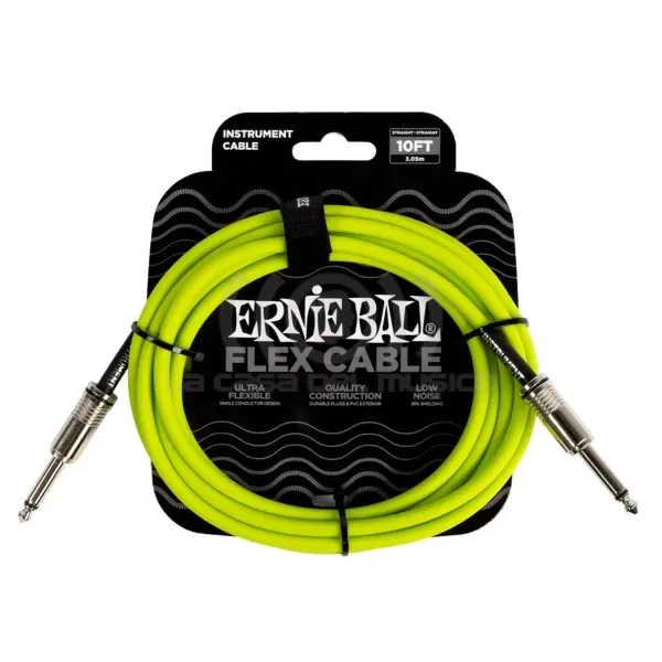 Cable de instrumento Ernie Ball Flex P06414 color verde 3 Metros