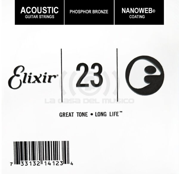 Elixir 14123 Cuerda simple 023 NanowebFósforo Bronze