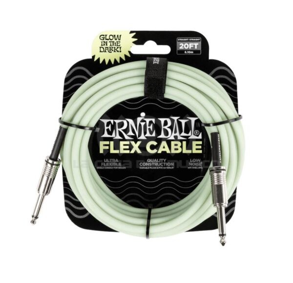 P06437 CABLE INSTRUMENTO FLEX CABLE RECTO/RECTO 20FT GLOW IN DARK ERNIE BALL