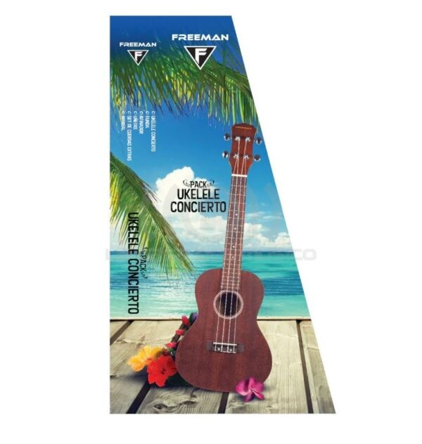 Pack Ukelele Concierto Freeman – color Sapelly natural