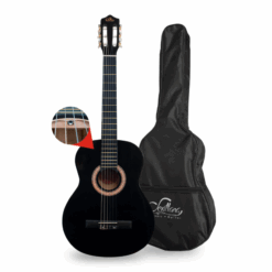 Guitarra Clasica 39" Sevillana, Color Negro, con Funda