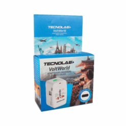 ADAPTADOR DE VIAJE UNIVERSAL TECNOLAB CON DOBLE PUERTO USBA + TIPO C