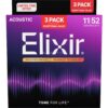 Elixir Pack 3 set 16568 Nanoweb Acoustic Ph Bronze 11-52