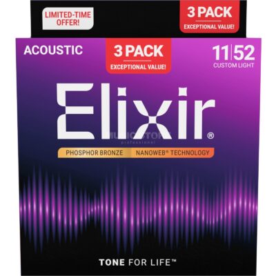 Elixir Pack 3 set 16568 Nanoweb Acoustic Ph Bronze 11-52