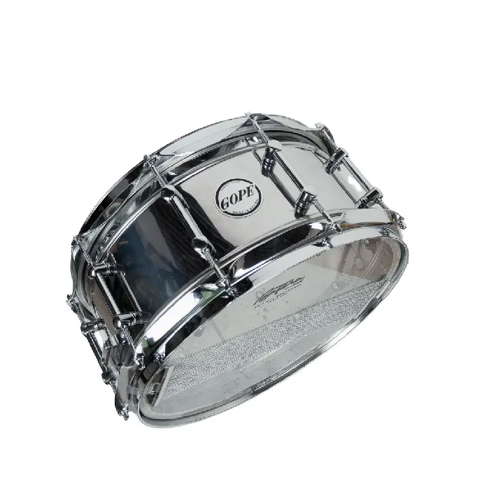 GOPE Caixa De Bateria Inox 14"X6.5" 10 Afinadores Total Cromada Pele Porosa - Imagen 2