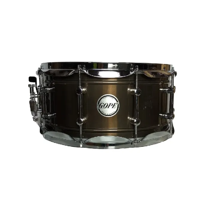 GOPE Caixa de Bateria Aluminio 14"X6.5" 10 Afinadores Fume e Cromado Pele Porosa
