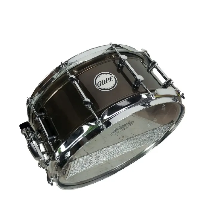 GOPE Caixa de Bateria Aluminio 14"X6.5" 10 Afinadores Fume e Cromado Pele Porosa - Imagen 2