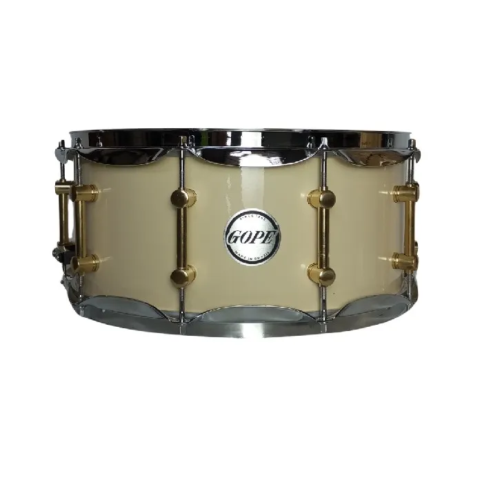 GOPE CAIXA DE BATERIA MADEIRA 14" X 6,5" 10 AFIN. LATAO RETRO E CROMADO PELE POROSA